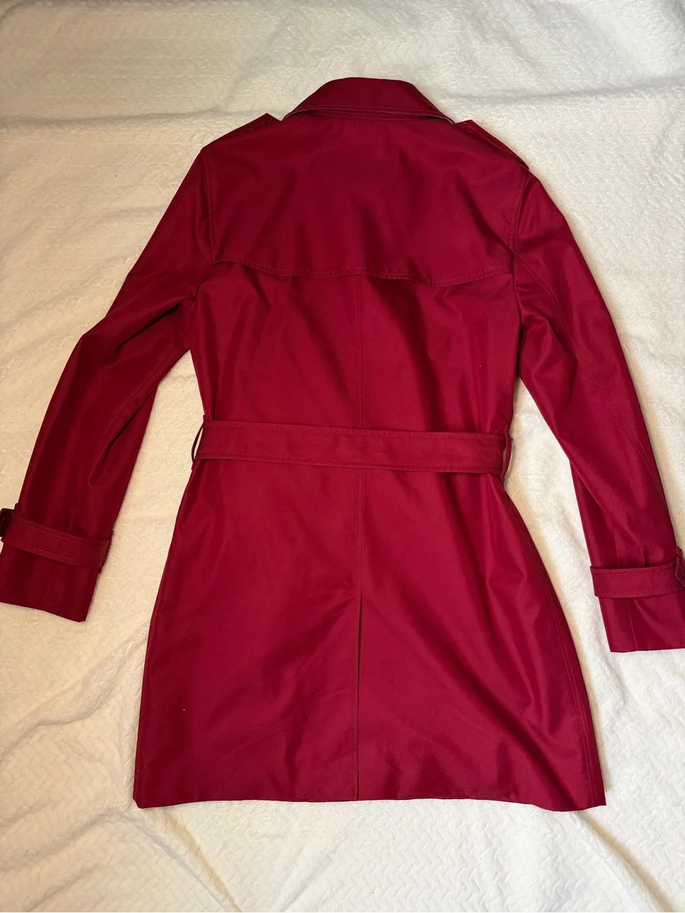 Coach Women's Deep Red Ruby Double-Breasted Trench Coat